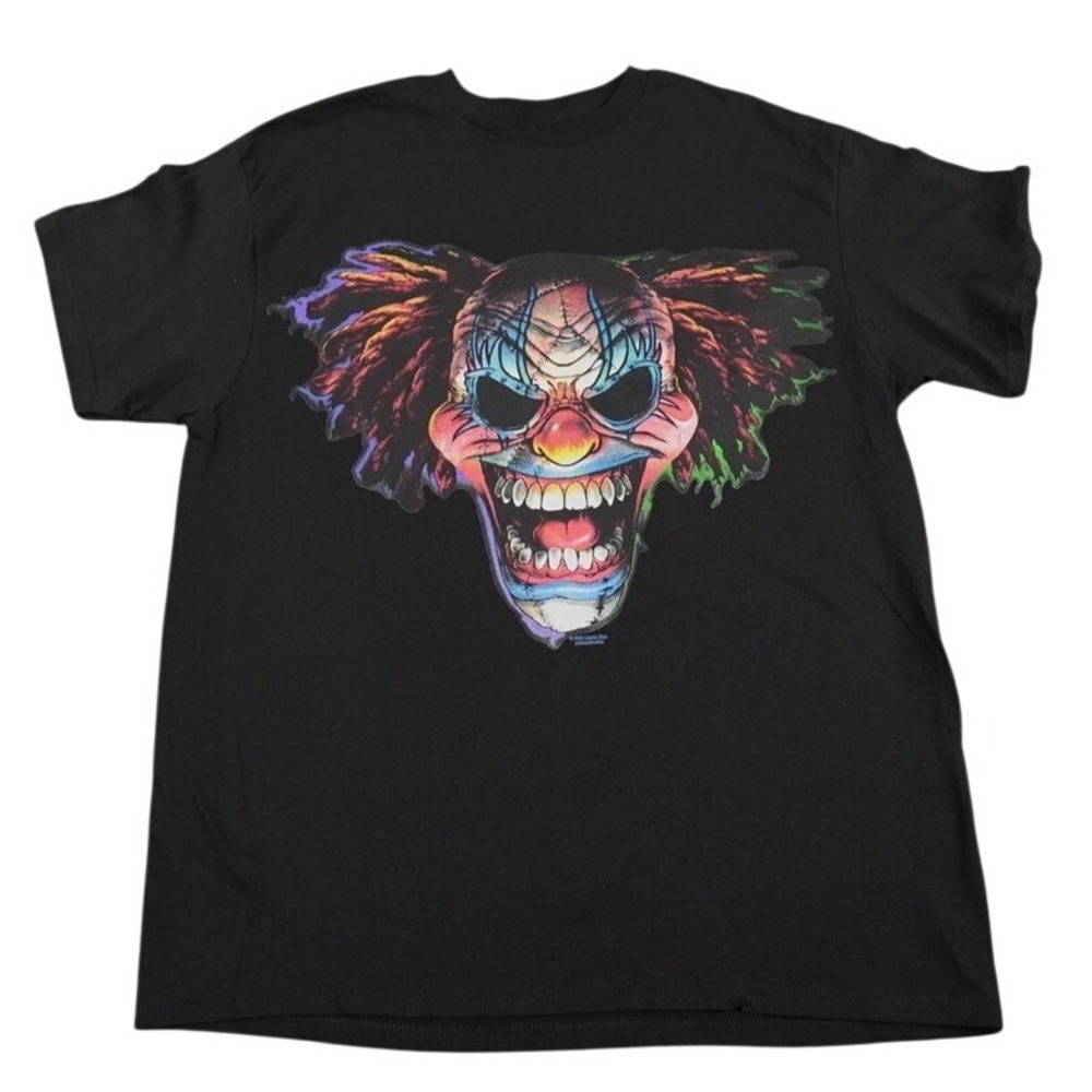 Liquid Blue Evil Clown T Shirt Mens XL Black 2009 Horror Graphic Rhinestone VTG